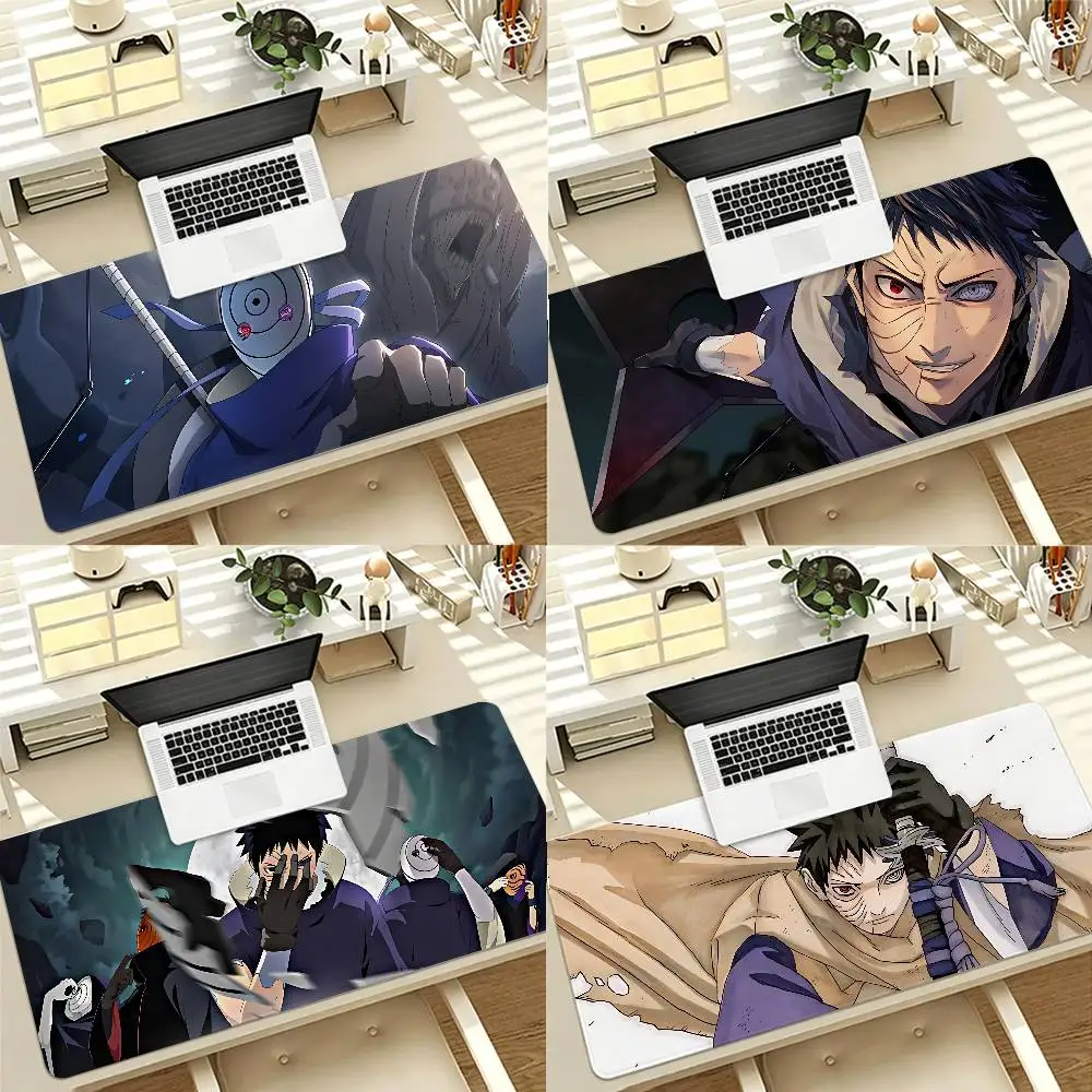 Cooles O-Obito Uchiha Gaming-Mauspad, rutschfest, mit genähtem Rand, große Schreibtischunterlage für Computer und Tastatur