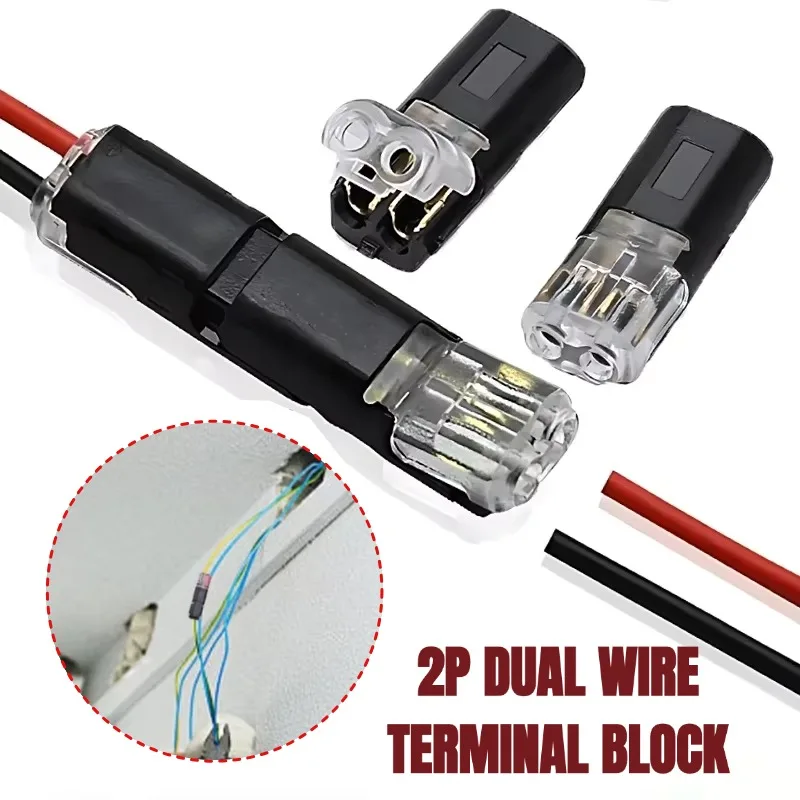 2 Pin Way Plug Waterproof Electrical Connector Universal Double-Wire Plug-in Connector Quick Splice Car Wire Cable Connector