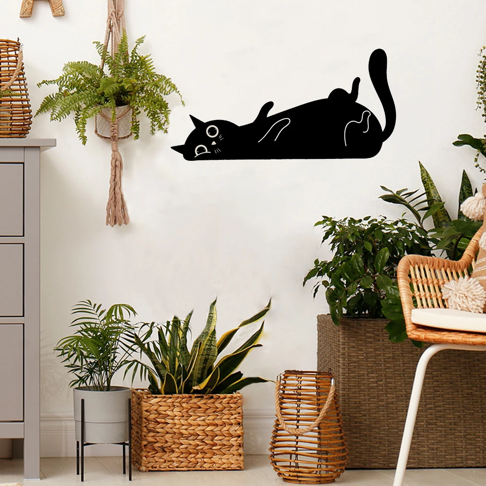 Funny Cat Sleeping Pet Wall Stickers Bedroom Living Room Minimalist Cat Animal Wall Decals Playroom Home Decor