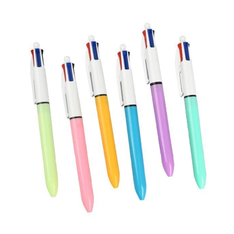 

6 Pcs 4 Colors Shuttle Pen 4 in 1 Retractable Ballpoint Pen 1.0mm Multicolor Pen