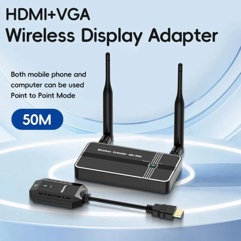 4K 50M ไร้สาย HDMI VGA Video เครื่องส่งสัญญาณ Extender จอแสดงผลอะแดปเตอร์ Dongle สําหรับโทรศัพท์ TV Monitor โปรเจคเตอร์ PC