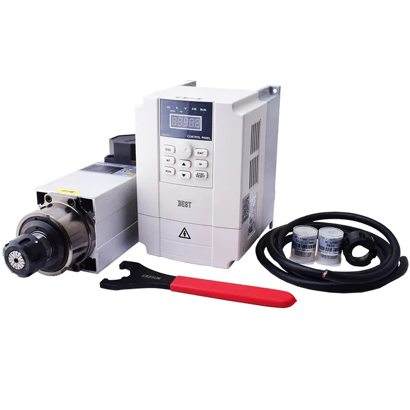 

3.5kw Er25 air Cooled Spindle Motor with BEST 2.2kw Inverter,collet, Spindle VFD Kit