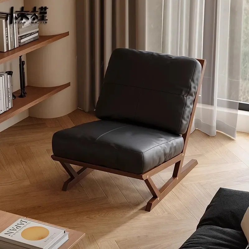 Wabi Sandy Wind Solid Wood Sofa Chair Nordic Homestay Single Sofa Chair Designer Sofa Leisure Chair Single