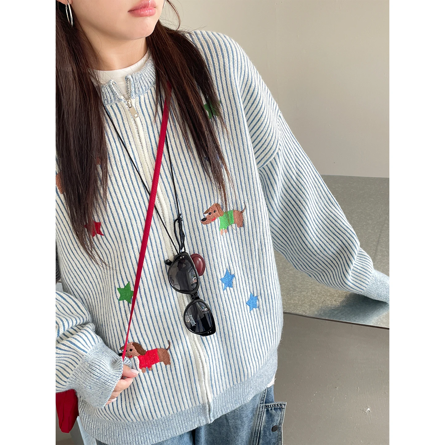 

Ele Embroidered Sweater Jaet Unique Design Autumn Winter Outerwear Slimming Effect Younger Looking for Women
