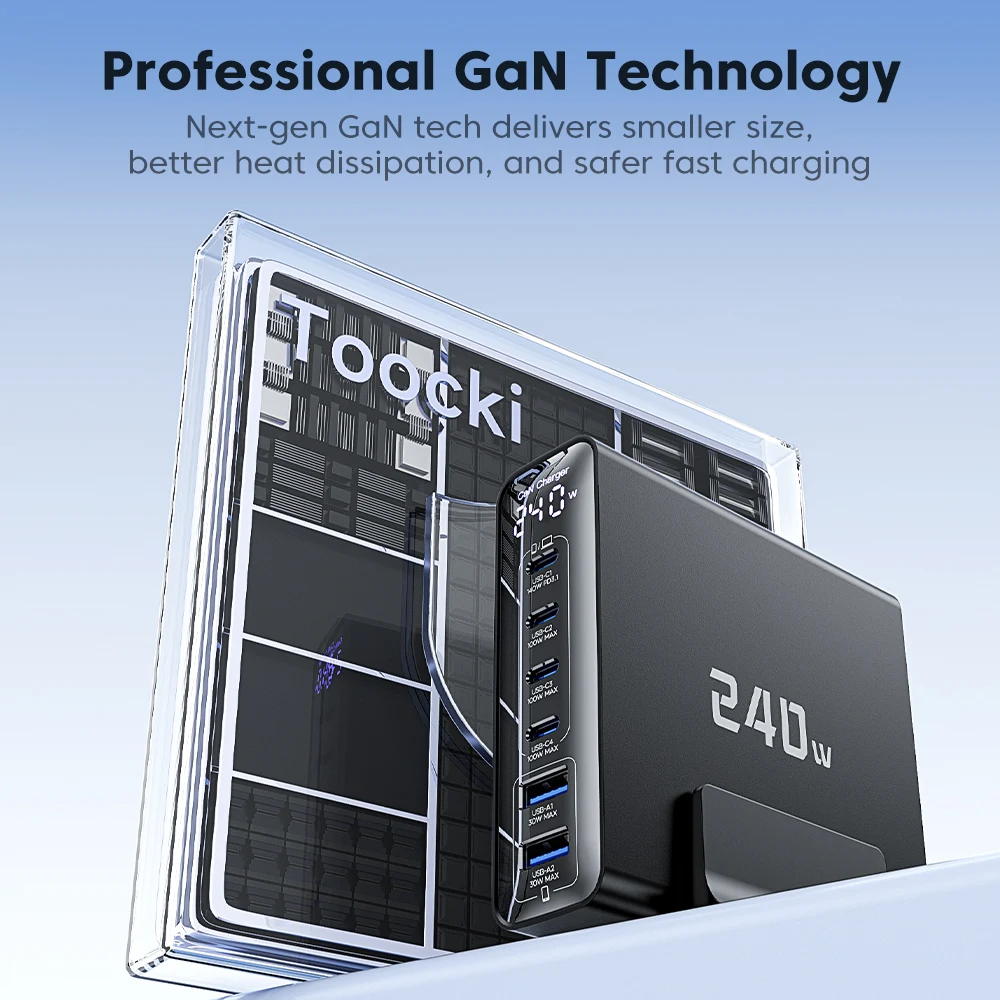 Toocki 240W 데스크탑 GaN 충전기 PPS PD3.1 QC4.0 140W 고속 충전 USB 타입 C 충전기 노트북 태블릿 아이폰 삼성 샤오미용