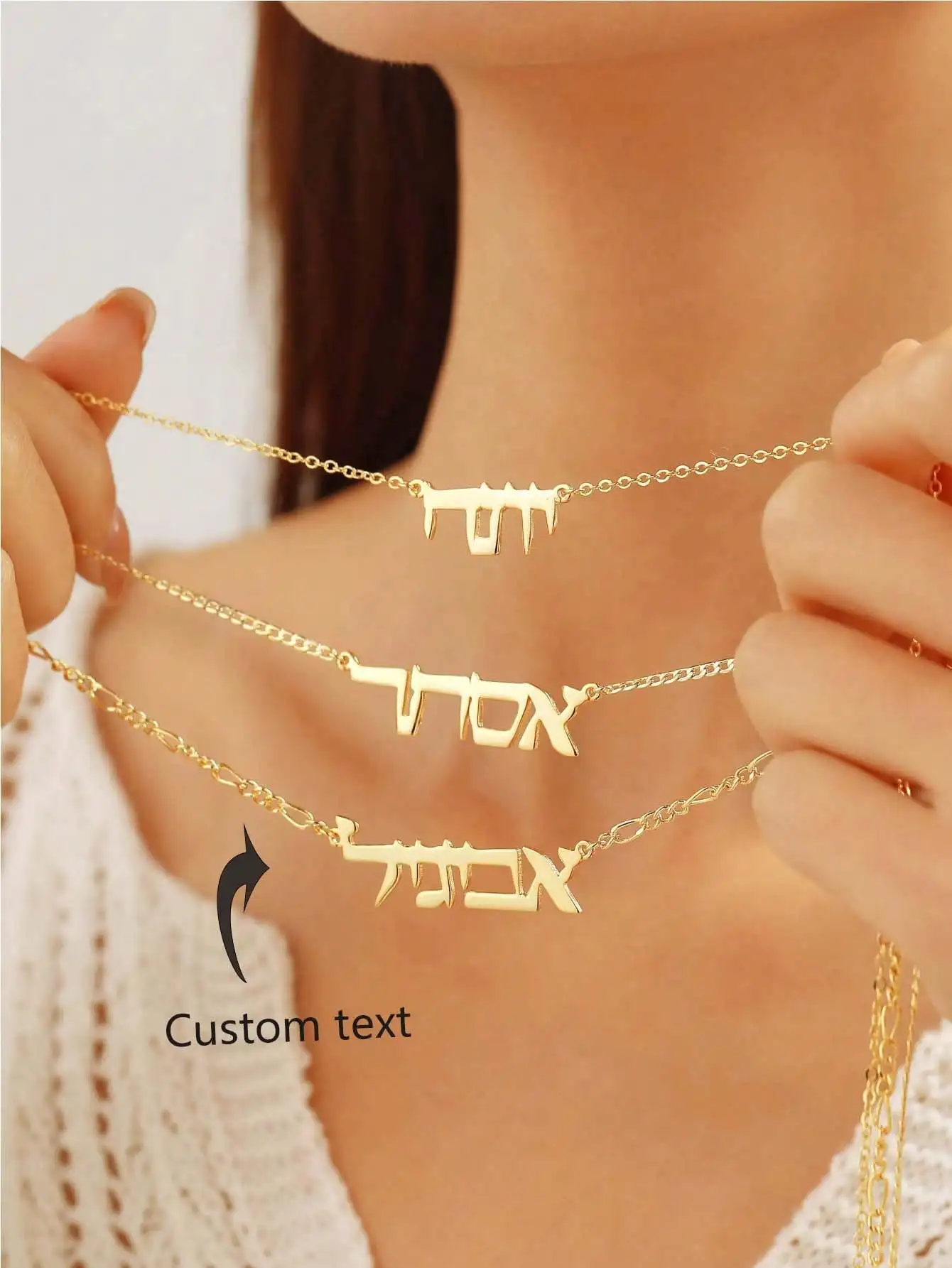 

Custom Hebrew Name Necklaces For Women Men Gold Color Stainless Steel Personalized Hebrew Jewish Necklace Israelite Jewish Gift