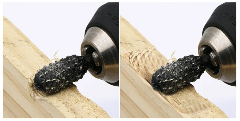 Rotationsraspelsatz Holzschnitzwerkzeuge Holzschnitzfeile Raspelbohrer 1/4'' Sechskantschaft Rotationsraspelfeile für DIY-Holzbearbeitung – Detail 4
