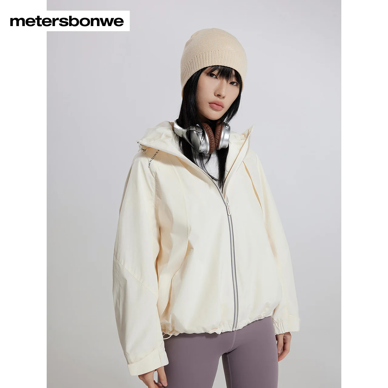 Metersbonwe-Women's Waterproof Hardshell Jacket  Ultra-Loose Adjustable Cap Mouth  Daily Life And Light Outdoor  Spring Autumn