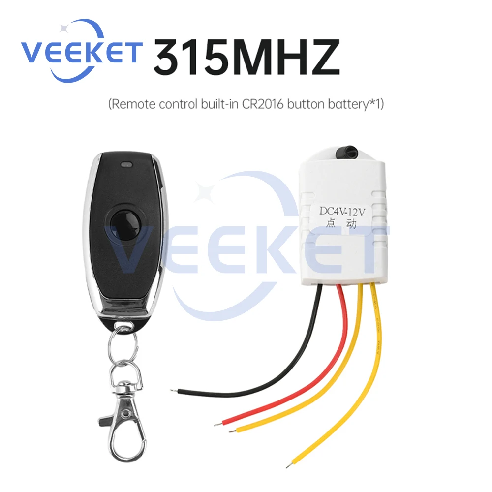 DC 4-12V Wide Voltage Wireless Remote Control Switch Access Control Relay Switch Transceiver 315MHZ/433MHZ