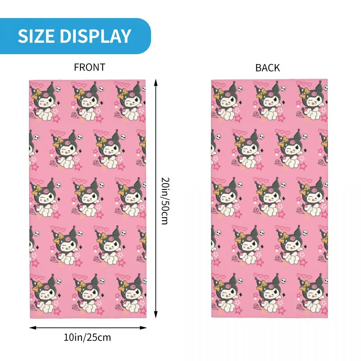 Custom Kuromi Kawaii Animes Bandana Neck Warmer Women Men Winter Ski Hiking Scarf Gaiter Animation Cute Face Cover