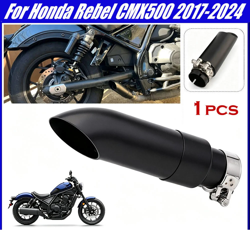 Motorcycle Exhaust Tail Pipe for Honda CM300 CM500 CM1100 Black Slip On Muffler Tip No Baffle Custom Parts