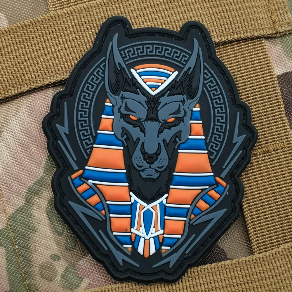 The Egyptian god Anubis 3D Vivid PVC Rubber Waterproof Applique Soft Rubber Anubis Patch For Tactical Sew-on Bag Hat DIY Sew