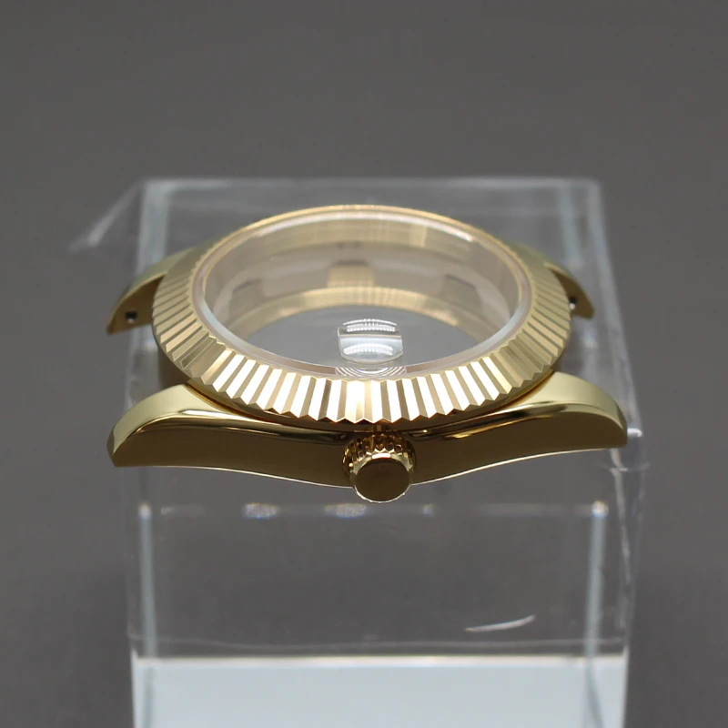 Sapphire Crystal Glass Watch Case, Dial Parts, Movimento 28.5mm, ouro, Seiko, NH34, NH35, NH36, NH38, Miyota 8215, 36mm, 40mm