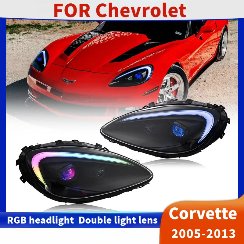 

RGB Headlights For 2005-2013 Chevy Corvette C6 A Pair of LED HeadLamps Assembly Car Accessories