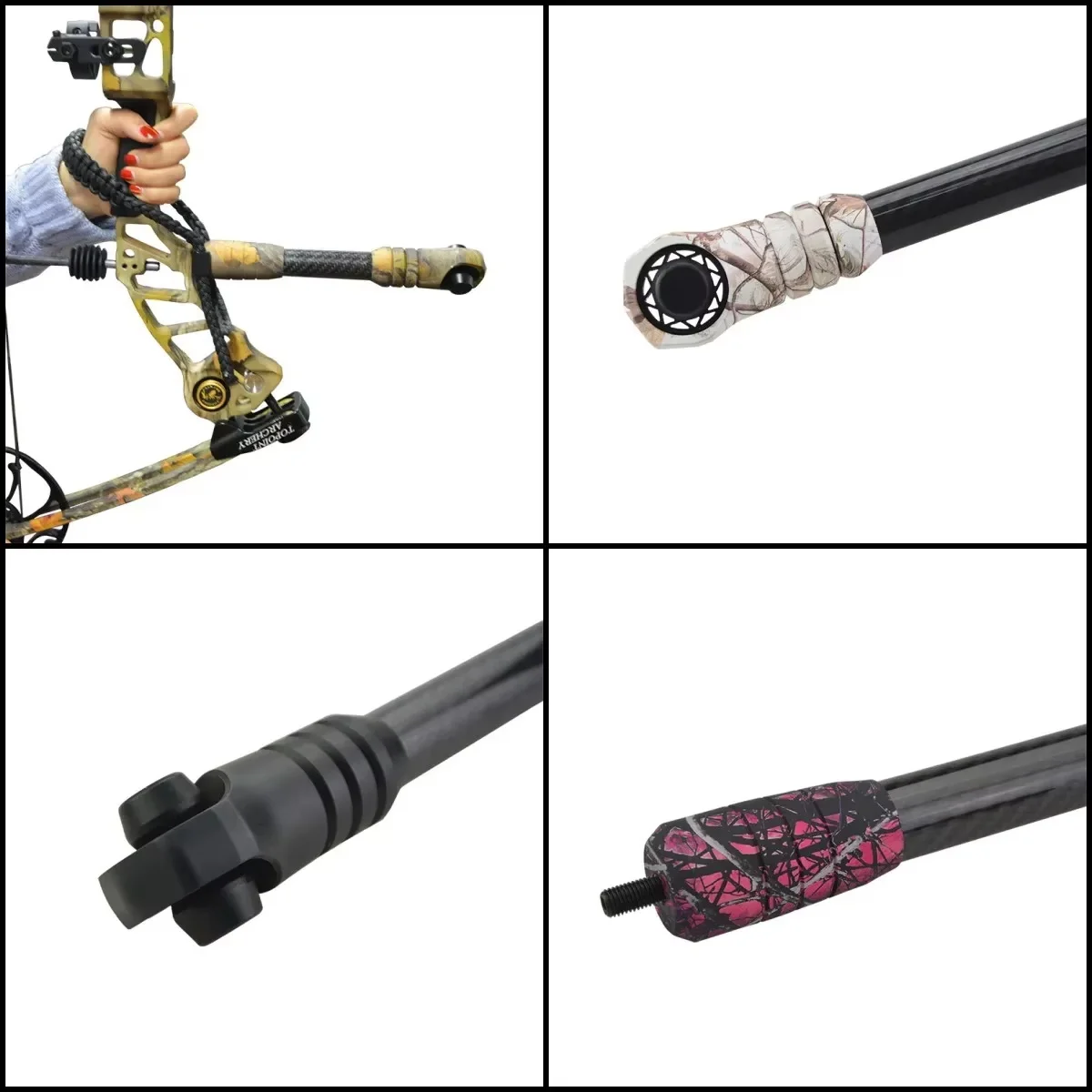​​ACCMOS 6/8 inch Compound Bow Stabilizer, Lightweight Metal Shock Absorber, Adjustable Vibration Dampener for Precision Hunting