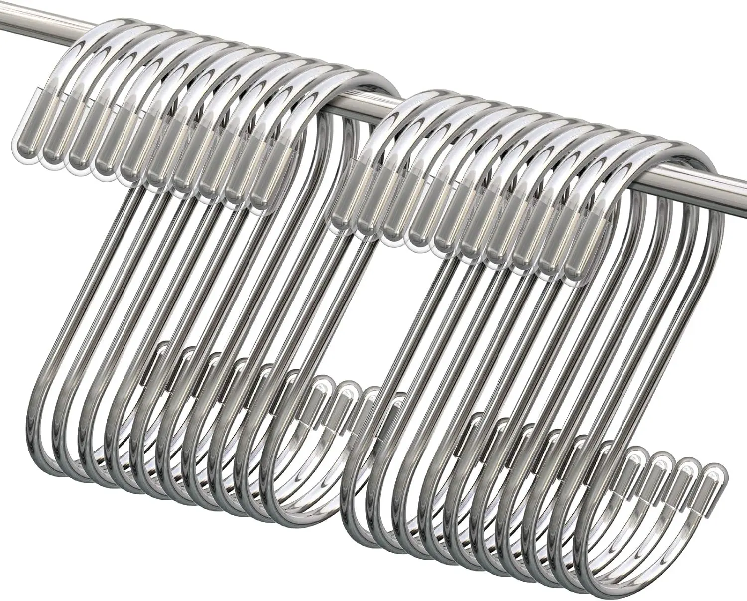 20 Pack S Hooks for Hanging, 3.4 Inch Metal S Shaped Heavy Duty Hooks for Pots, Pans, Plants, Bags, Cups, Clothes