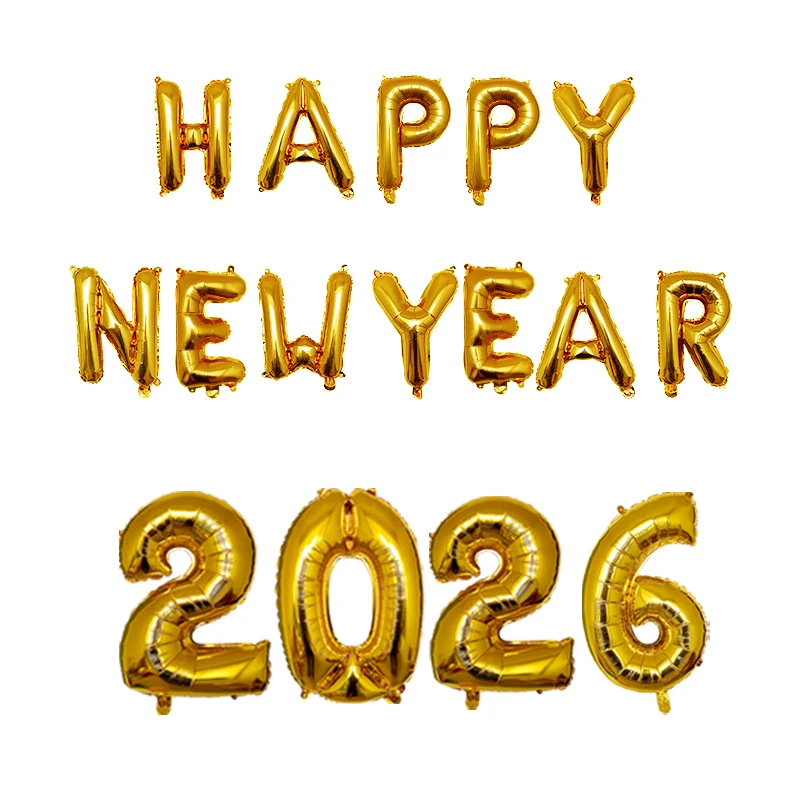 Goldsplitter, Roségold, frohes neues Jahr 2025, Folienballons, frohes neues Jahr, Banner, Girlande, Weihnachten, Silvester, Dekorationen 2025,
