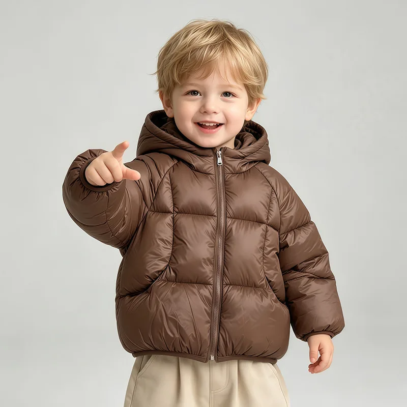 Neue Daunenjacke im koreanischen Stil für Babys von 2-6 Jahren, Winterjacke für Mädchen, Babykleidung für Jungen, leichte warme Baumwolljacke mit Kapuze. – Detail 6