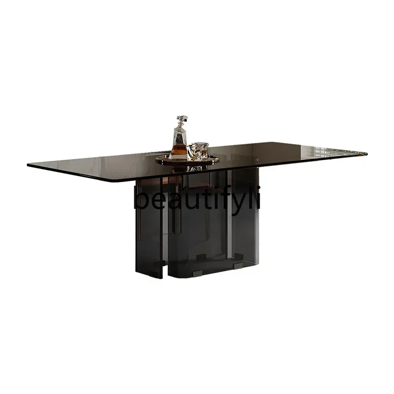 

C Wabi Sand Tempered Glass Dining Table Modern Simple Household Rectangle Table