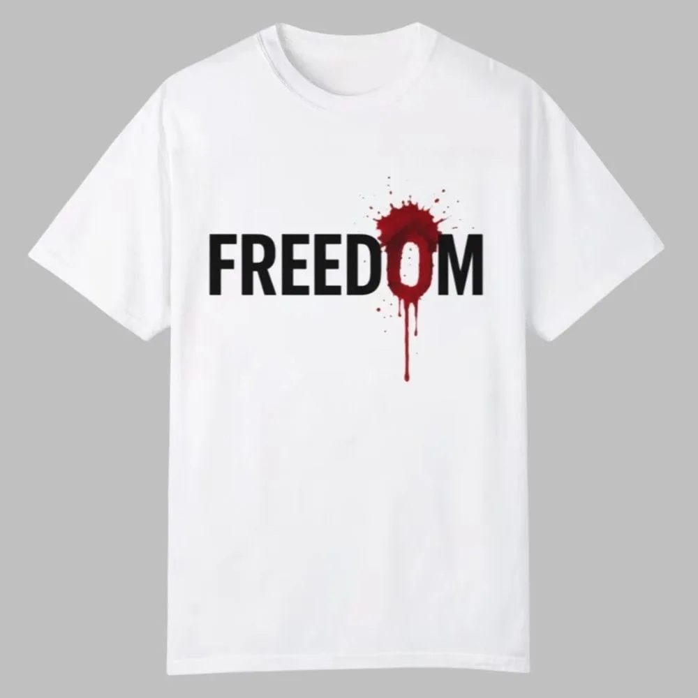 RIP Charlie Kirk Freedom Bloody Shirt Fans Gift Size S-3XL Cotton Retro Street Fashion Men's Shirt Short Sleeve COTTON T-shirt
