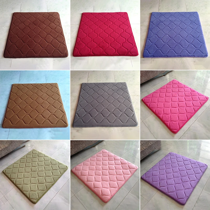 

Short Plush Round / Square Floor Cushion Quilted Non Slip Rugs Bedroom Bedside Floor Mats Living Room Embossed Carpet