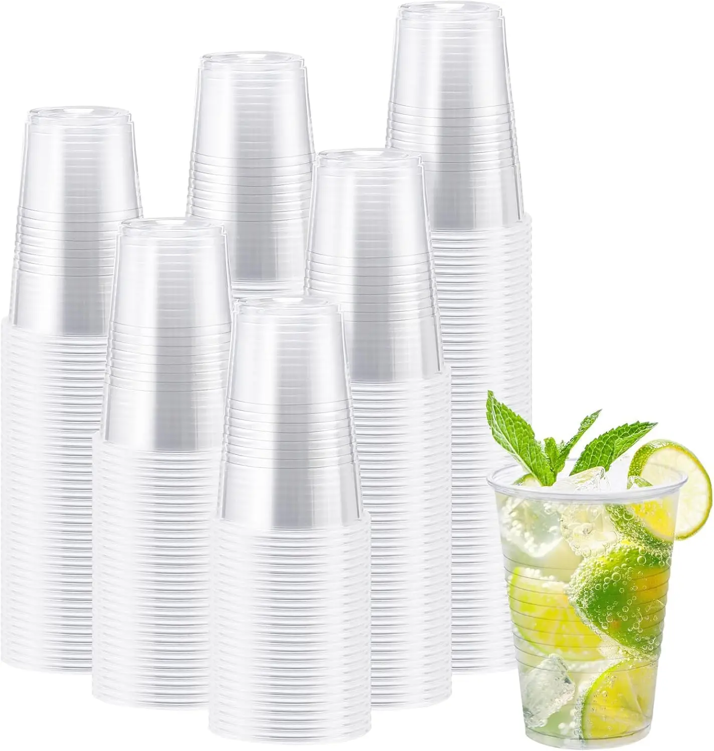 

300 Pack 12 oz Clear Plastic Cups,12 Ounce Disposable Cold Drinking Cups for Party, Picnic, BBQ, Travel, Christmas, Even