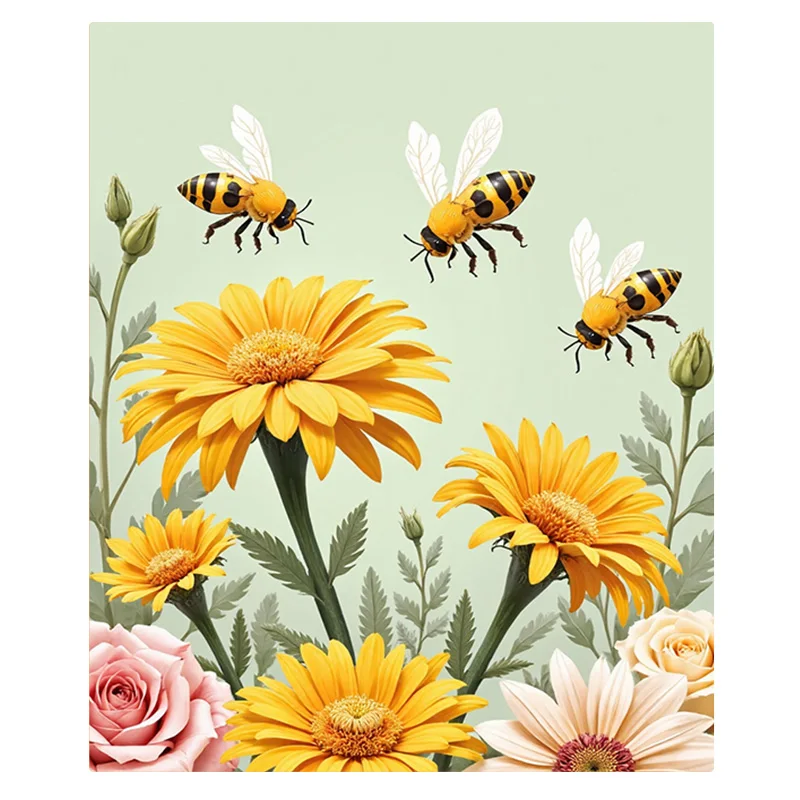 1 قطعة بطانية الفانيلا "بطانية حديقة النحلة والأقحوان-رمي ناعم ومريح لديكور المنزل" #2