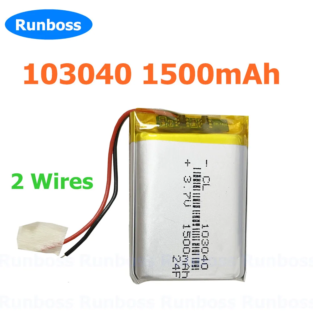 3.7V 1500mAh Lithium Polymer LiPo Rechargeable Battery 103040 For MP3 MP4 GPS PSP mobile video game PAD E-book Tablet 10*30*40