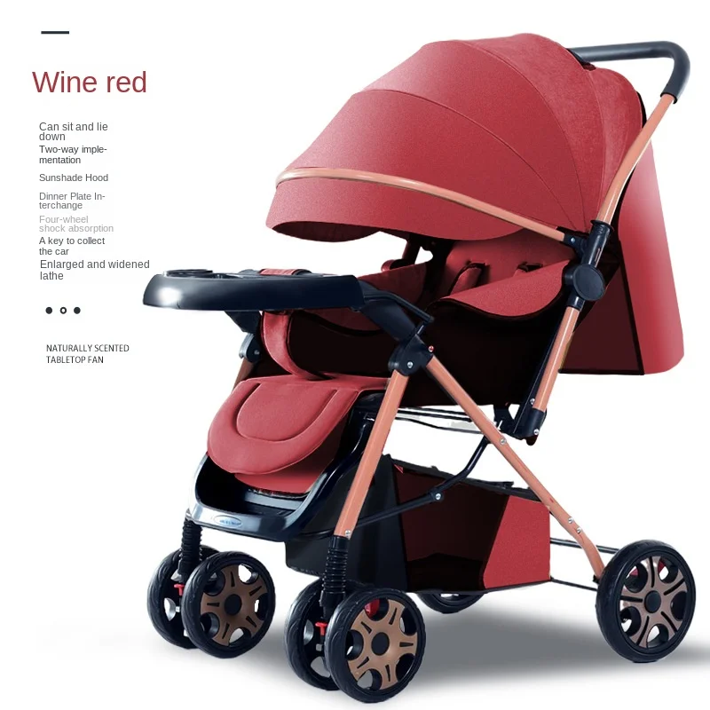 

Newborn Baby Stroller High Landscape Two-way Foldable Lightweight Easy To Carry Four-wheeled Baby Stroller Shock Absorption