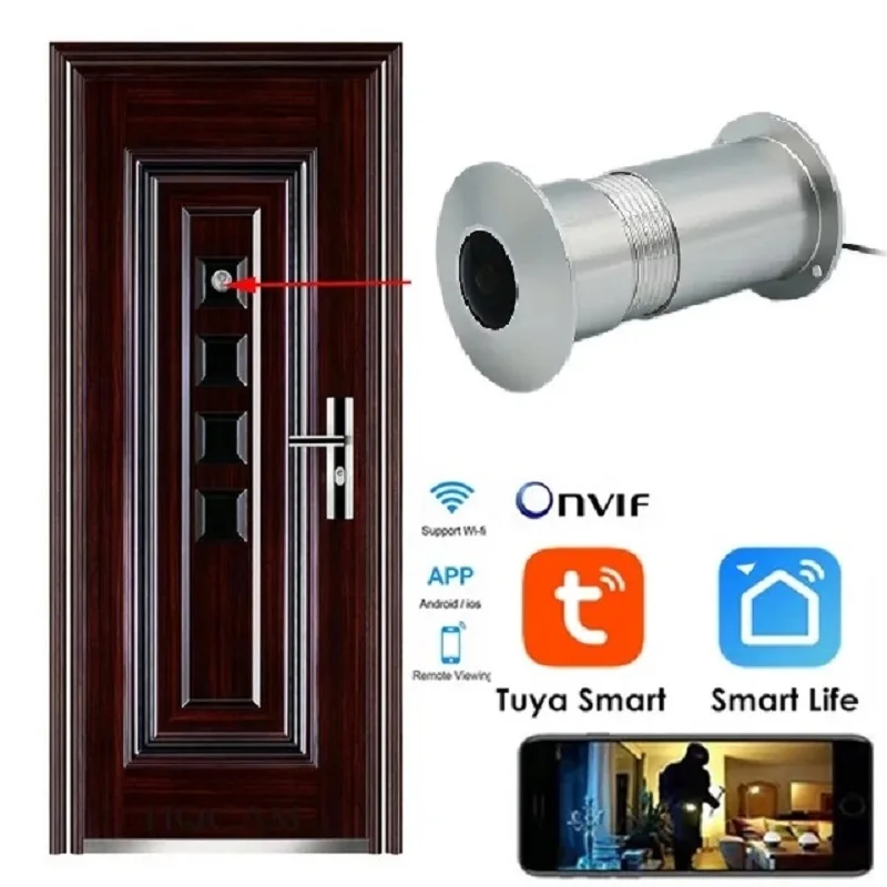 Tuya Video Kijkgaatje Home Camera Bewegingsdetectie Deurkijker Video-Eye Draadloze Intercom Home Security Tuya Smart Wifi Bell