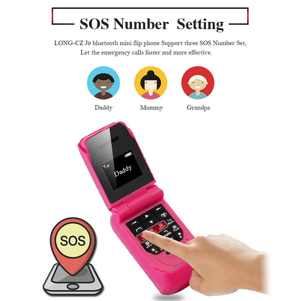 ZK40 Mini Flip Celular Tela de 0,66 polegadas Bluetooth Dialer Menor Celular