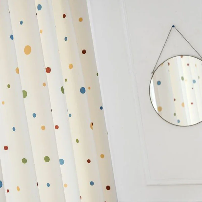 Sheer Tier Christmas Curtain Colorful Polka Dots Pattern Kitchen Curtain Light Filtering Semi Sheer Voile Drapes Home Decoration