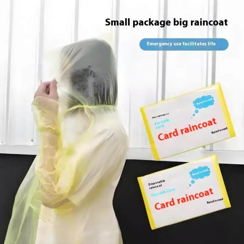 5 Stück Einweg-Regenmantel im Kartenformat, Outdoor-Regenponcho, verdickt, tragbar, Reise-Regenbekleidung für Erwachsene und Kinder