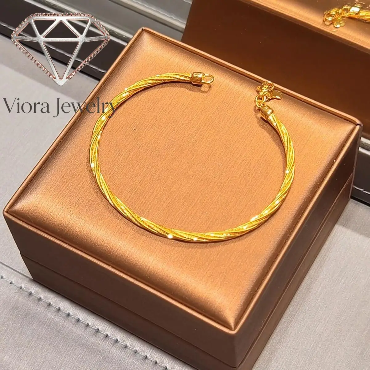 Viora Jewelry New hot style 24K real gold fine glitter bracelet chain 9999 exquisite fashion light luxury versatile niche design