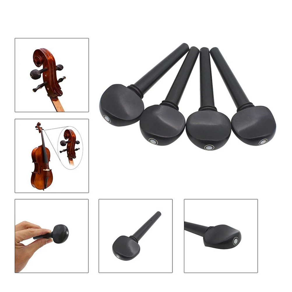 

4pcs Professional Ebony Violin Tuning Pegs Sturdy Wood Pegs For Violin Replacement Accessories Smooth Durable String Instrument