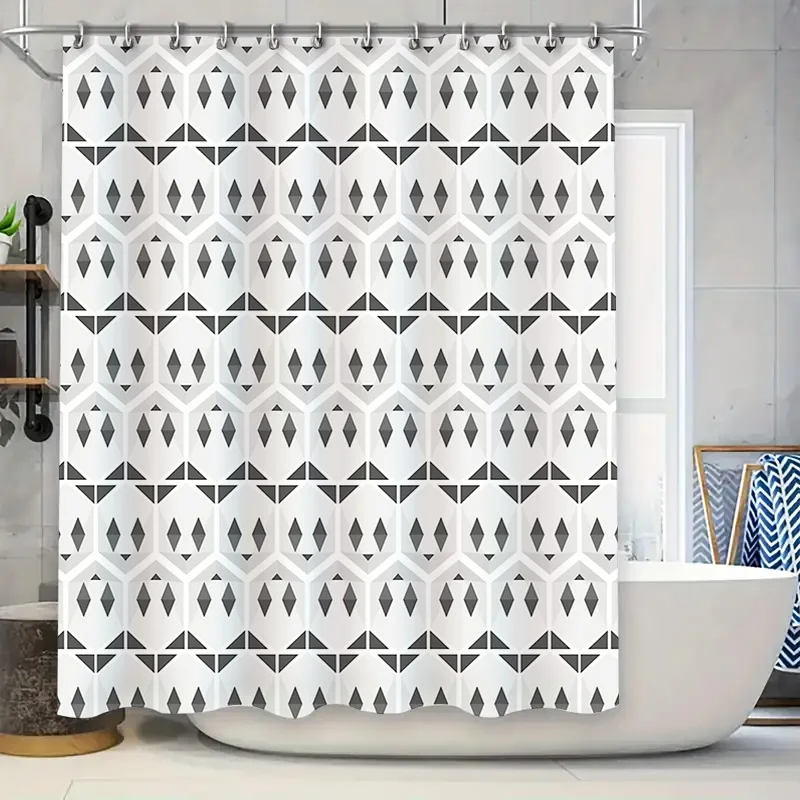 

Shower Curtain Geometric Pattern Modern Abstract Waterproof Bathroom Decor Farmhouse Coastal Home Textile Sets