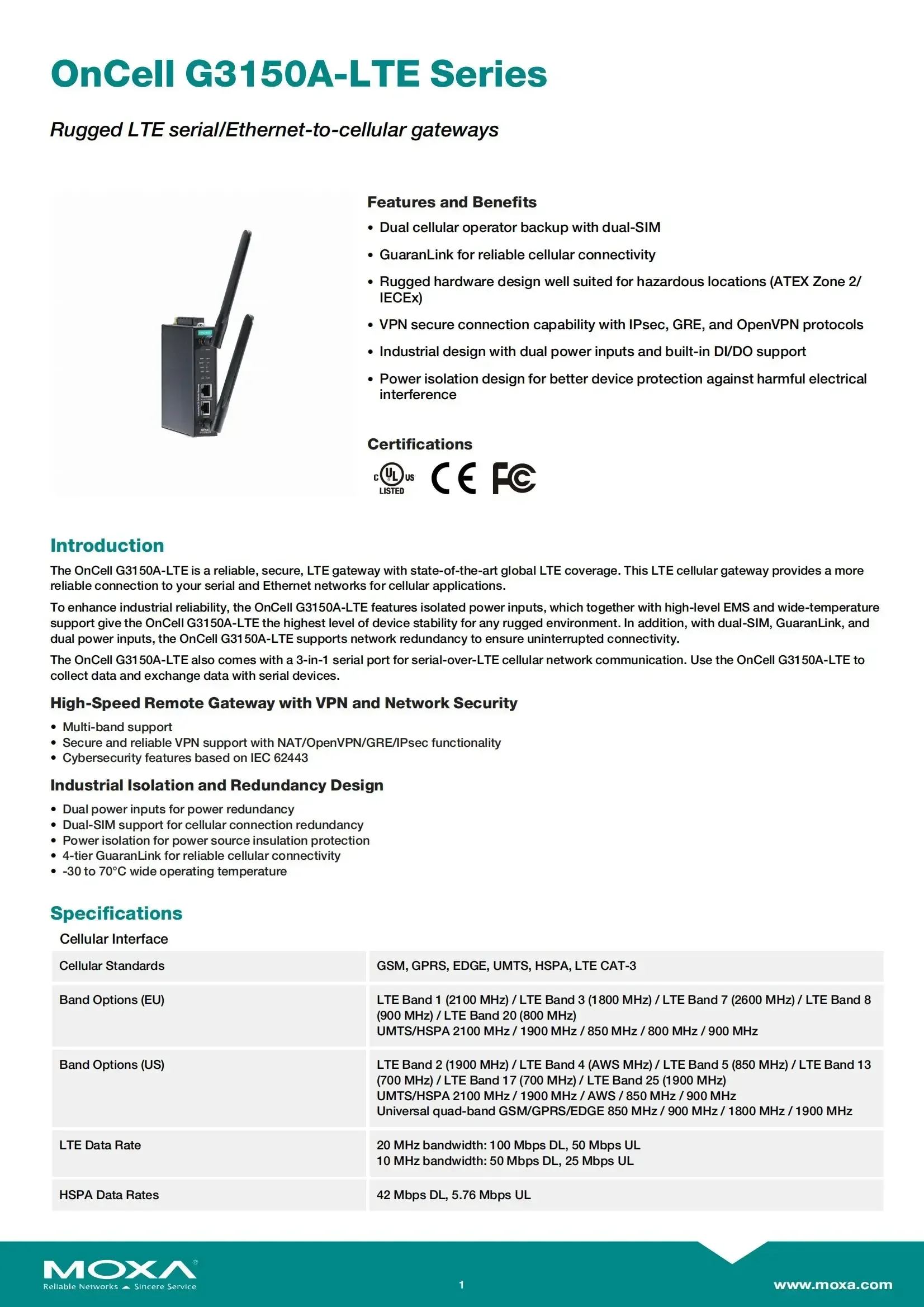 2025 new MOXA OnCell G3150A-LTE-EU Cellular Gateway MOXA
