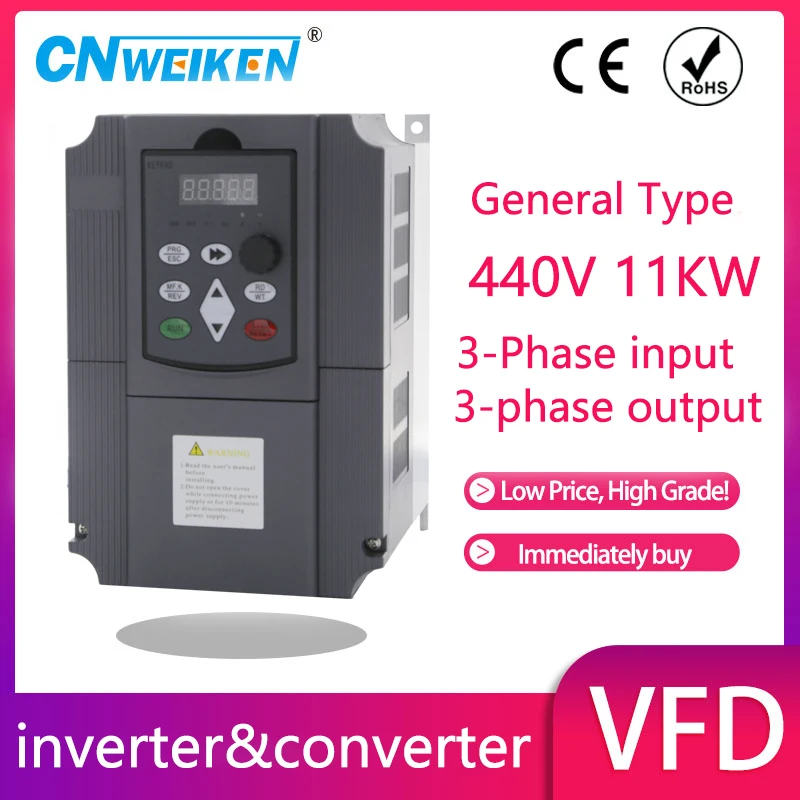 Frequency Converter For Motor 440V 4KW/5.5KW/7.5KW/11KW/15KW 3 Phase Input And Three Output 50hz/60hz AC Drive VFD Inverter