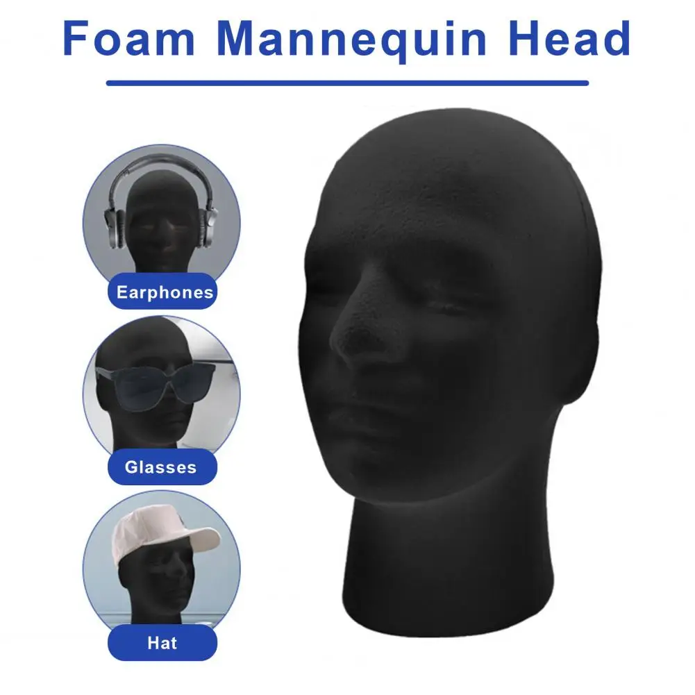 Foam Mannequin Head for Wigs Foam Mannequin Head Display Stand for Hats Wigs Glasses Male Model Prop for Sunglasses Headwear