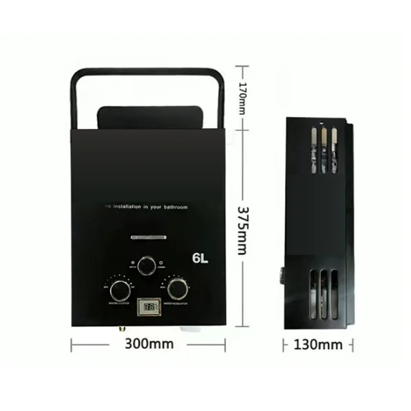 Aquecedor de água portátil para RV de 6L - Aquecedor vertical de gás natural de aço inoxidável para camping (água quente instantânea, eficiente em termos de energia)