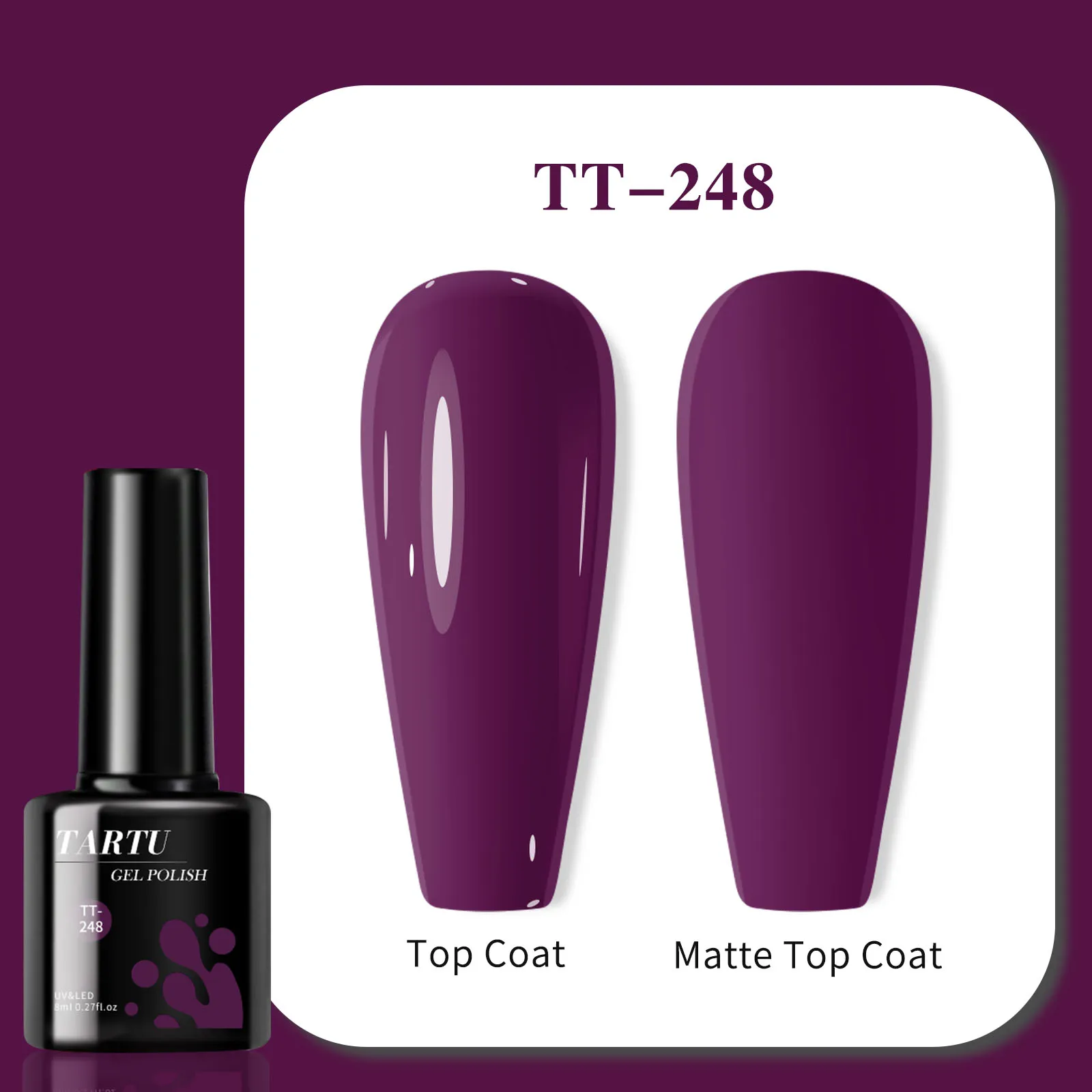

TARTU 8ml purple gel nail polish, semi-permanent, suitable for home manicure DIY gifts for girls