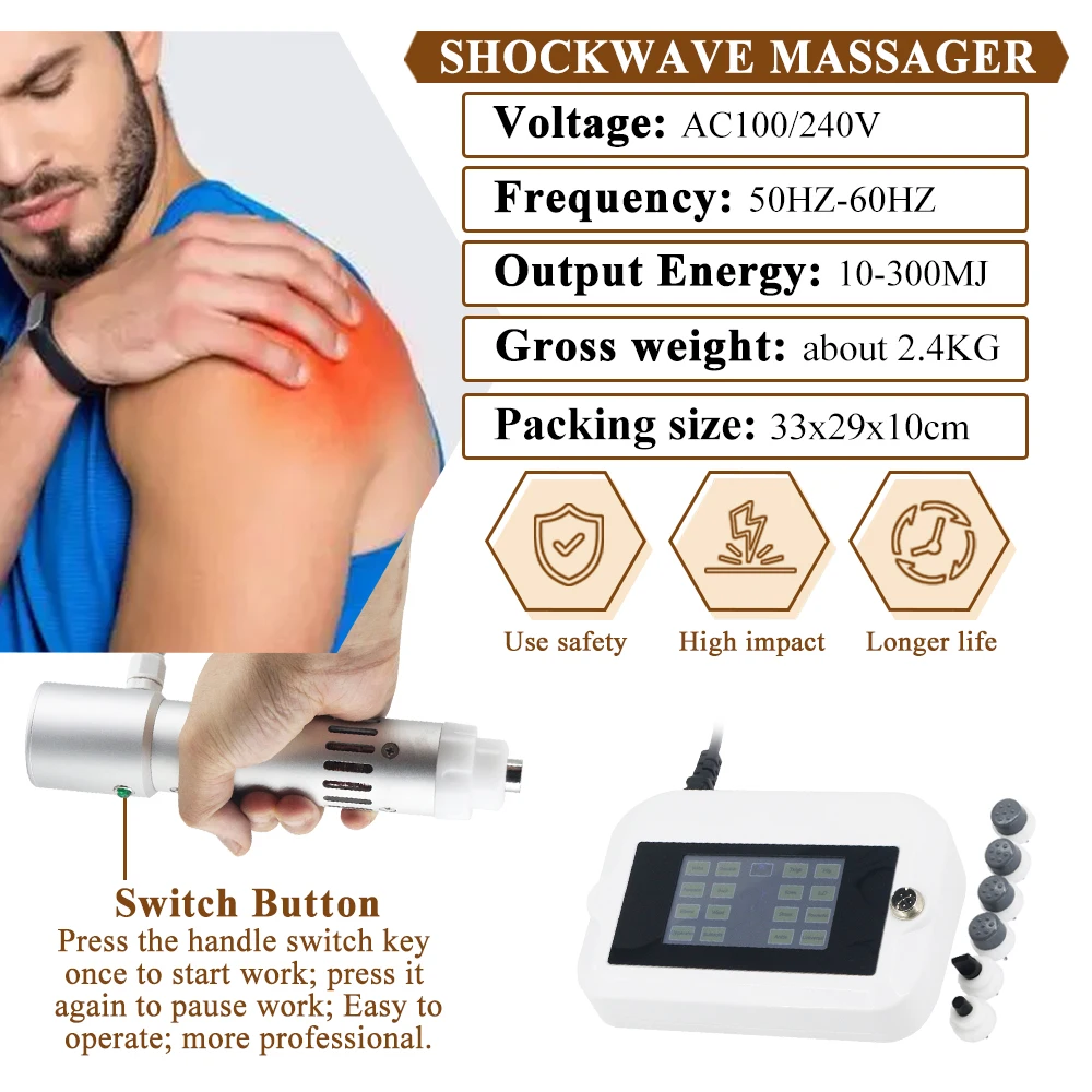 العلاج الطبيعي آلة العلاج بالمستخدمين المهنية 300MJ موجة الصدمة مدلك لعلاج الضعف الجنسي لتخفيف الآلام استرخاء الجسم جديد