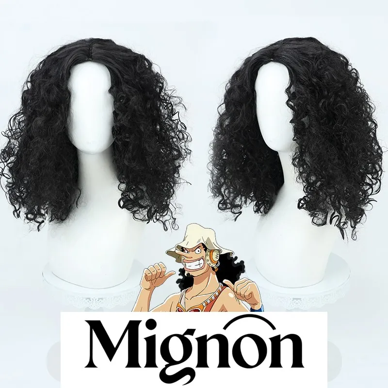 

Usopp Cosplay Wig Black Center Part Simulated Scalp Curly Hair