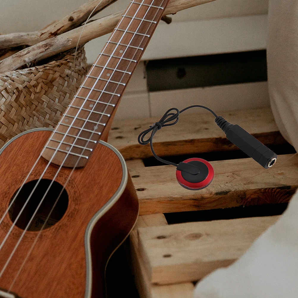 

Acoustic Guitar Pickup Red Self Adhesive Transducer Sound Hole Accessory Easy Install String Instrument EQ Mic