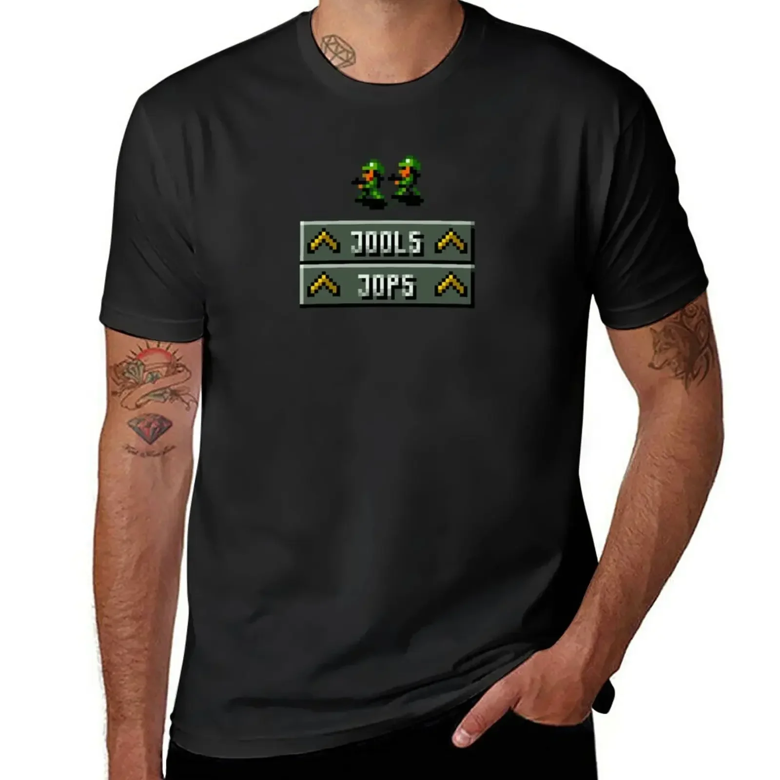 Camiseta de Cannon Fodder Hero's Jools and Jops Retro para fanáticos de los DOS juegos, tops bonitos, camiseta de gran tamaño para hombres, nueva en tops y camisetas