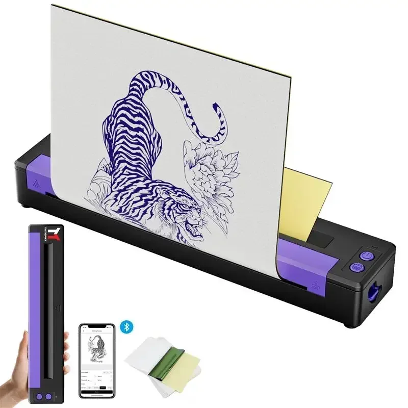 US.EU MHT-آلة طباعة الوشم الحرارية طابعة استنسل الوشم آلة ناسخة حرارية A4 طابعة الوشم الورقية المحمولة