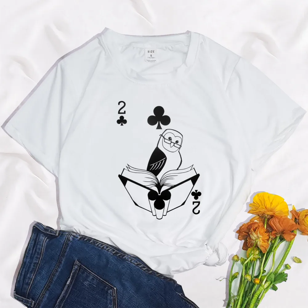 Playing Card Deck Of Cards Bridge Group Team Casino Party Women&Men Tee Shirt Casual basic O-collar White Short Sleeved T-shirt