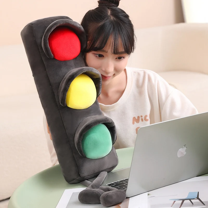 4 Sizes Simulation Traffic Light Plush Toys Soft Comfy Stuffed Signal Lamp Toys FunnyToys For Children Creative Throw Pillow