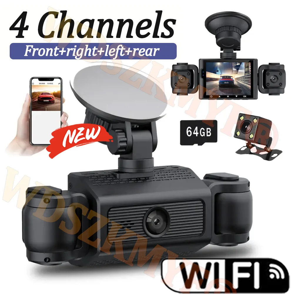 

4lens Car DVR 360 Degrees WIFI APP Video Recorder 1080P Dash Cam 3/4Channel Front Right left Rear View camera Car accessory