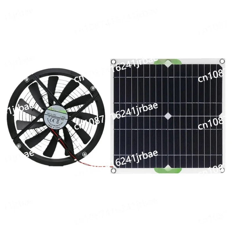 100W monocrystalline solar panel plus 10-inch round ventilation chassis fan, pet toilet house exhaust ventilation fan